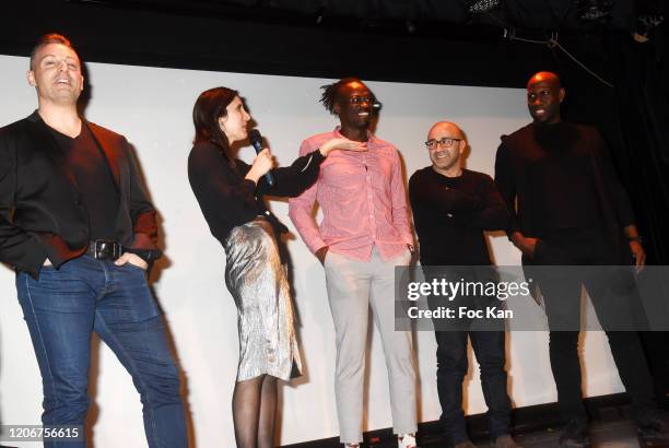 Boris Sirven , Joy Koch, Giresse Egbanga, an actor and director Frédéric Alix attend Les Soirees Cinema de Benev: “Sous Les Coups » and other Shorts...