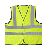 Yellow reflective vest isolated on white