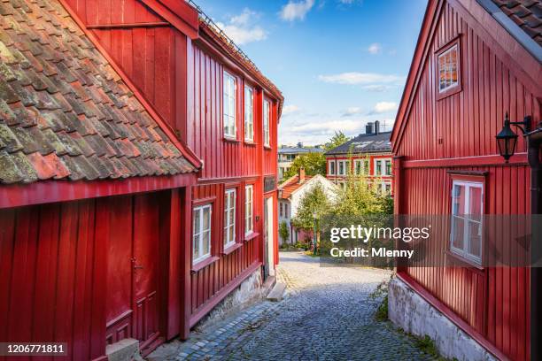 damstredet street oslo old town norway - city of oslo stock pictures, royalty-free photos & images