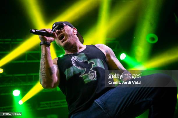 Johnny 3 Tears of Hollywood Undead performs on stage at Razzmatazz on February 16, 2020 in Barcelona, Spain.