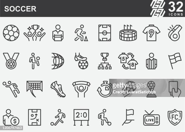 soccer line icons - club football stock illustrations