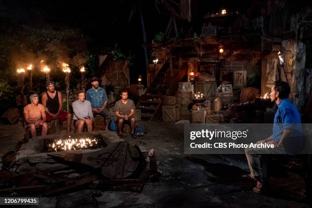 "The Buddy System on Steroids" - Sarah Lacina, Boston Rob Mariano, Sophie Clarke, Ben Driebergen and Adam Klein at Tribal Council on the Fifth...