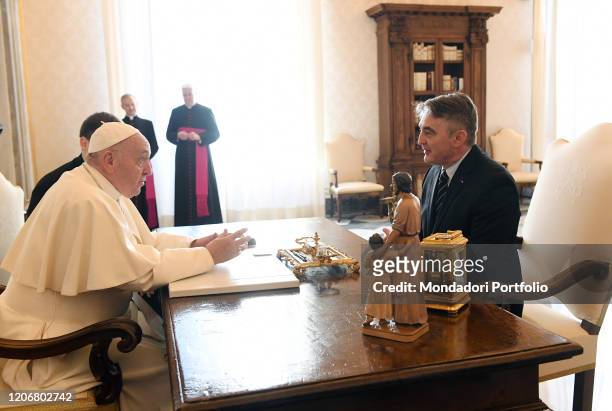 Meeting of Pope Francis with Zeljko Komsic, croat member of the Presidency of Bosnia and Herzegovina, at the Apostolic palace. Vatican City ,...
