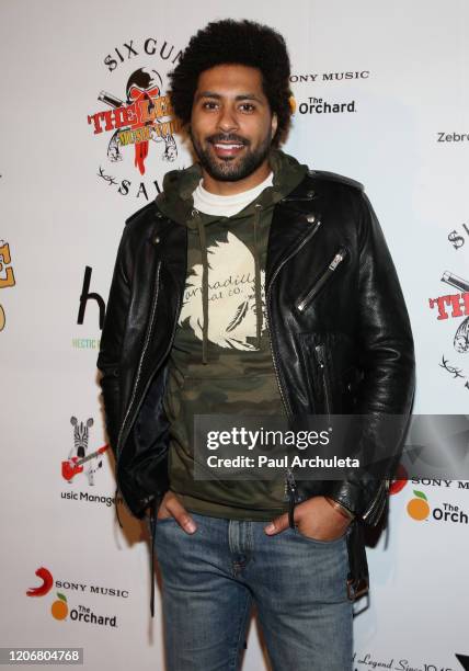 Actor / Comedian Alex Phillips attends the arrivals for the live performance of the Rock Band Six Gun Sal at Boardners Restaurant on February 16,...