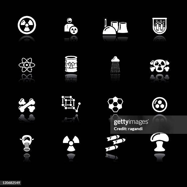 nuclear icons | simple white - nuclear bomb explosion stock illustrations