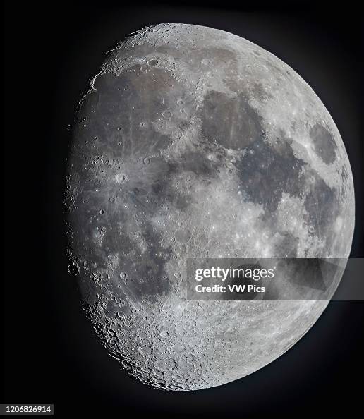 A panorama or mosaic of the 10-day-old gibbous Moon, on March