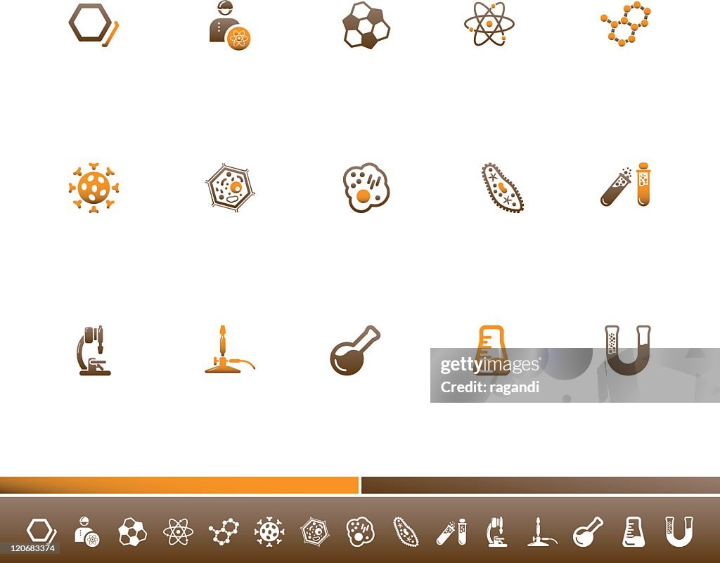 Chemistry And Biology Icons | Orange Brown
