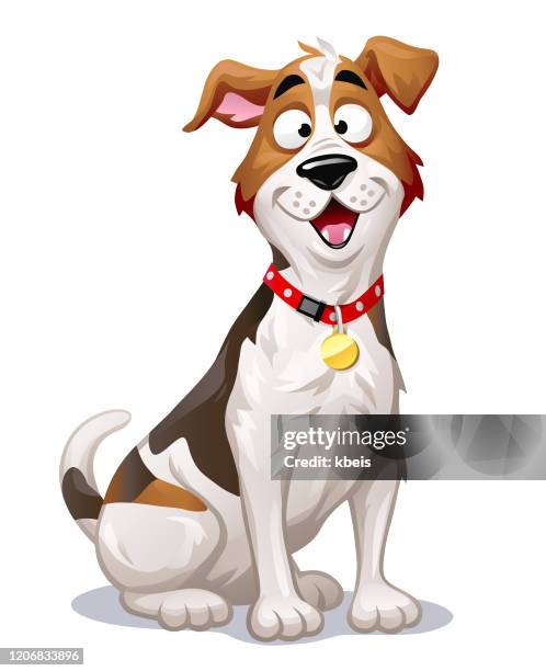 netter hund - jack russell terrier - dog happy stock-grafiken, -clipart, -cartoons und -symbole