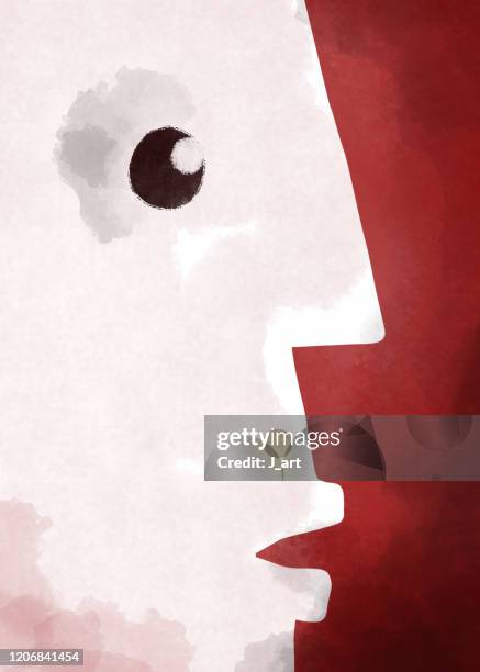close up portrait of a man on a red background. - bildnis bildbanksfoton och bilder