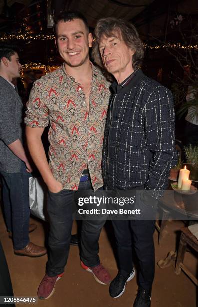 Whynow Founder Gabriel Jagger and Sir Mick Jagger attend the launch of new positive media platform 'whynow' at Petersham Nurseries on March 12, 2020...