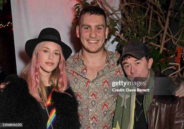 Mary Charteris, whynow Founder Gabriel Jagger and Robbie Furze attend the launch of new positive media platform 'whynow' at Petersham Nurseries on...