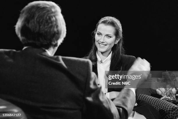 Pictured: Tom Snyder, Veronica Hamel --