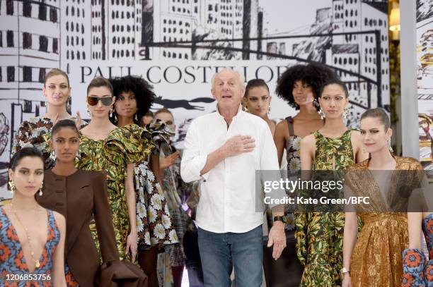 Paul Costelloe walks the runway at the Paul Costelloe Presentation during London Fashion Week February 2020 at the The Waldorf London on February 17,...