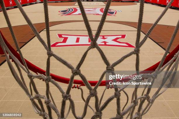 An open basketball court apart of the Big 12 fan experience sits empty due to the cancellation of the Big 12 Tournament to prevent the spread of the...