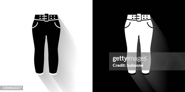 pants black and white icon with long shadow - light denim stock illustrations