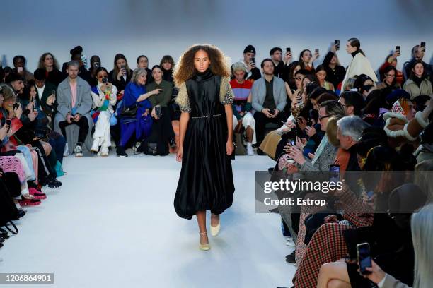 England – February 17: A model walks the runway at the JW Anderson show during London Fashion Week February 2020 on February 17, 2020 in London,...