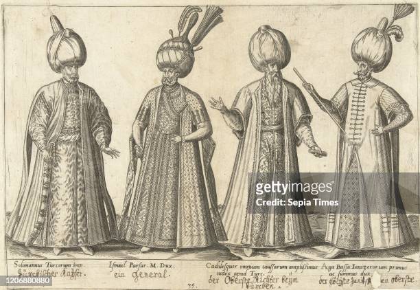 Dress of Ottoman dignitaries around 1580, Abraham de Bruyn, Joos de Bosscher, 1581.