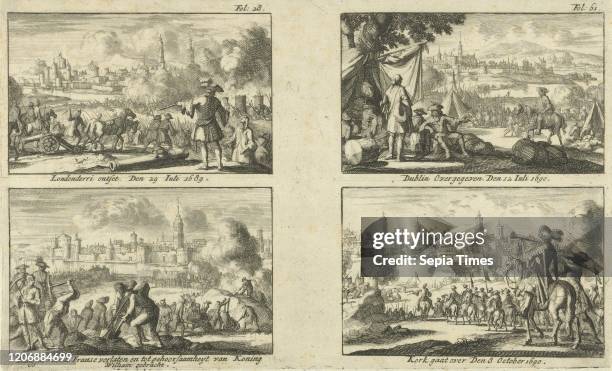 Fight in Ireland Londonderry and Kinsale, 1689 and the conflict in Ireland in Dublin and Cork, 1690.