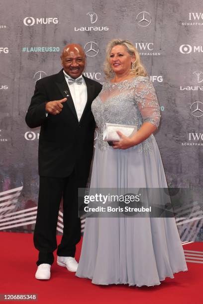 Laureus Academy member Marvelous Marvin Hagler and his wife Kay Guarrera attend the 2020 Laureus World Sports Awards at Verti Music Hall on February...