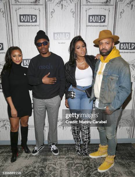 Eboni K. Williams, Brandon "Jinx" Jenkins, Remy Ma and Joe Budden attend Build Series to discuss their talk show "State of the Culture" at Build...