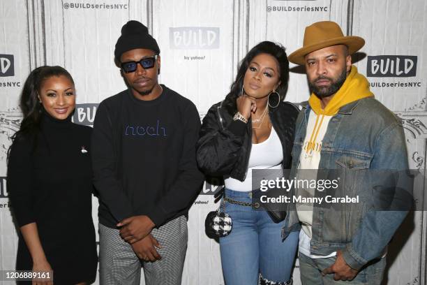 Eboni K. Williams, Brandon "Jinx" Jenkins, Remy Ma and Joe Budden attend Build Series to discuss their talk show "State of the Culture" at Build...