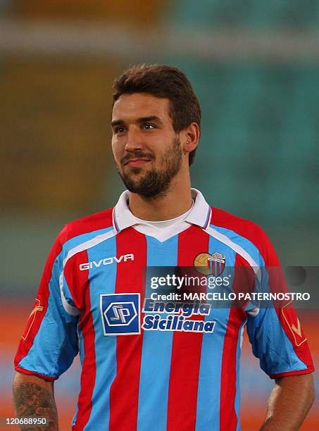 Catania's player Blazej Augustyn of Poland poses at Massimino Stadium on August 7, 2011. AFP PHOTO / Marcello PATERNOSTRO