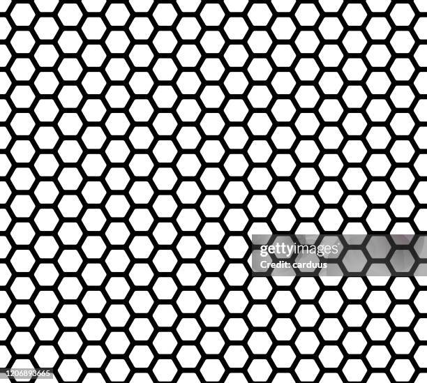 seamless black and white honeycomb pattern - honeycomb pattern stock illustrations
