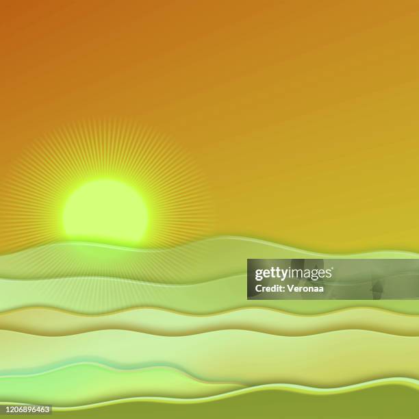 Vector Sun Color Gradient Color Gradient Background With Waves And Sun At Dusk High-Res Vector ...