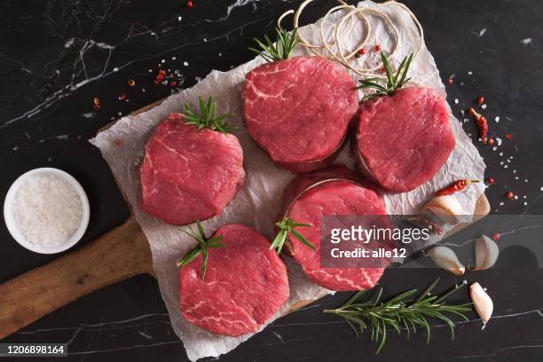 raw filet mignon - beef stock pictures, royalty-free photos & images