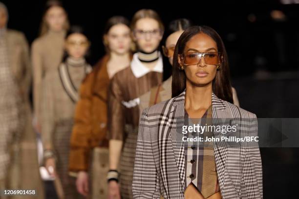 Joan Smalls walks the runway at the Burberry show during London Fashion Week February 2020 on February 17, 2020 in London, England.