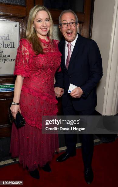 Victoria Coren Mitchell and Ben Elton attend the Upstart Crow press night at the Gielgud Theatre on February 17, 2020 in London, England.