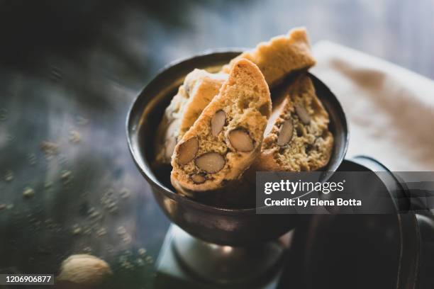 sweet cookies cantuccini with almonds - biscotti stock pictures, royalty-free photos & images