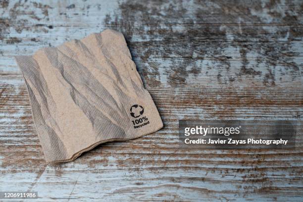 recycled crumpled paper napkin - paper napkin fotografías e imágenes de stock