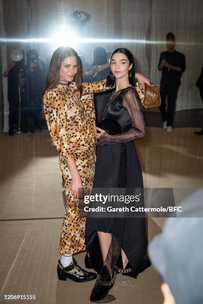 Frankie Rayder and Mariacarla Boscono backstage ahead of the Burberry show during London Fashion Week February 2020 on February 17, 2020 in London,...