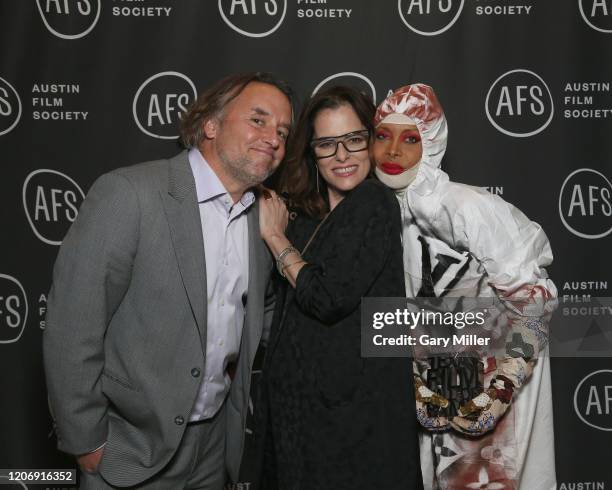 Richard Linklater, Parker Posey and Erykah Badu attend the Austin Film Society's 20th annual Texas Film Awards at Creative Media Center at Austin...