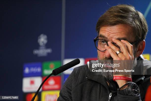 Jurgen Klopp of Liverpool attends Press Conference before the UEFA Champions League, round of 16 - first leg, football match played between Atletico...