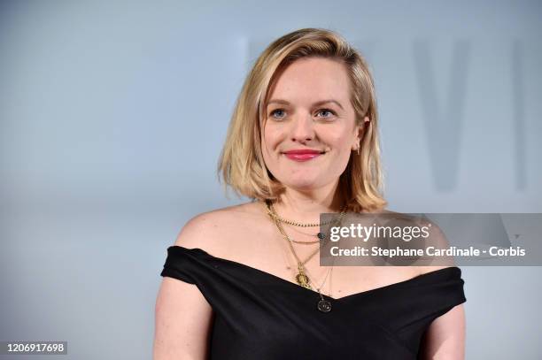 Elisabeth Moss attends the "Invisible Man" premiere at Gaumont Champs ELysees on February 17, 2020 in Paris, France.