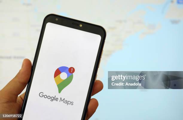 Phone screen displays logo of Google Maps in Ankara, Turkey on March 13, 2020. Hakan Nural / Anadolu Agency