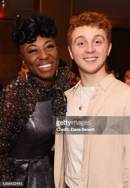 Miriam-Teak Lee and Sam Tutty attend The Olivier Awards Special Recognition Nominees' Celebration at The May Fair Hotel on March 13, 2020 in London,...