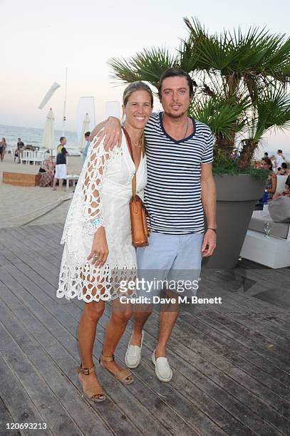 Clare Strowger and Darren Strowger attends the Teenage Cancer Trust party and auction at El Chiringuito in Es Cavellet on August 07, 2011 in Ibiza,...
