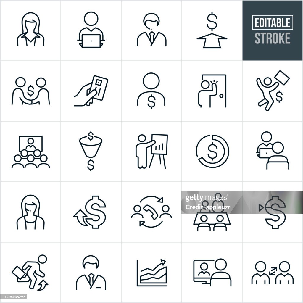 Sales Thin Line Icons - Editable Stroke