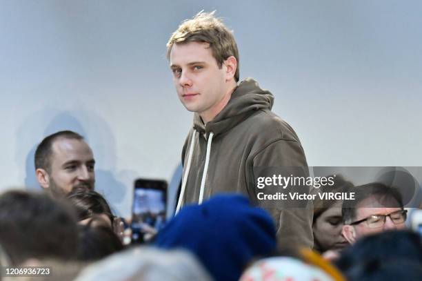 Fashion designer Jonathan Anderson walks the runway at the JW Anderson Ready to Wear Fall/Winter 2020-2021 fashion show during London Fashion Week on...