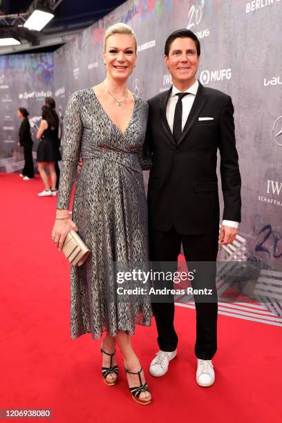 Laureus Academy member Maria Hoefl-Riesch and her husband Marcus Hoefl attend the 2020 Laureus World Sports Awards at Verti Music Hall on February...