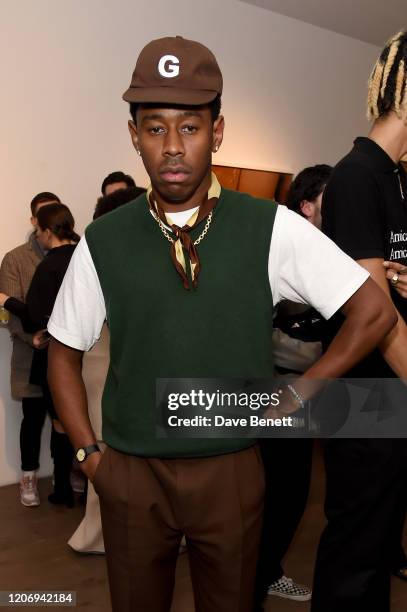 Tyler, The Creator attends the Renell Medrano and WePresent opening preview of PAMPARA Photographic exhibition on February 17, 2020 in London,...