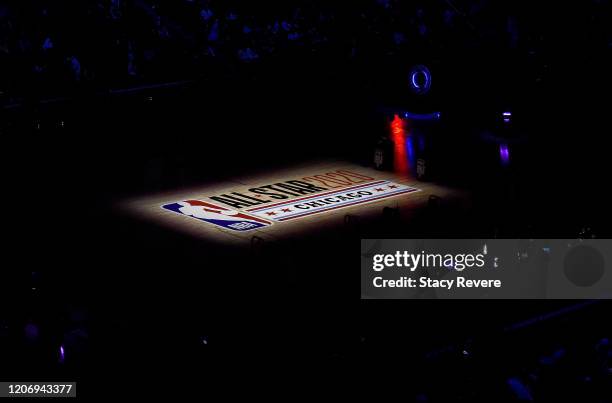 General view of the court in the 2020 NBA All-Star - Taco Bell Skills Challenge during State Farm All-Star Saturday Night at the United Center on...