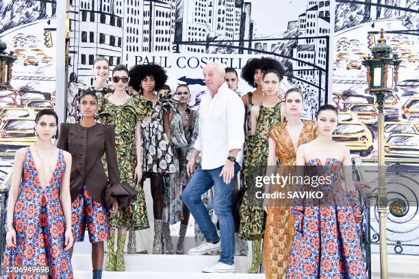 Fashion designer Paul Costelloe walks the runway at the Paul Costelloe Ready to Wear Fall/Winter 2020-2021 fashion show during London Fashion Week on...