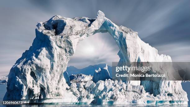 ice arch formation in disko bay - glacier stock pictures, royalty-free photos & images