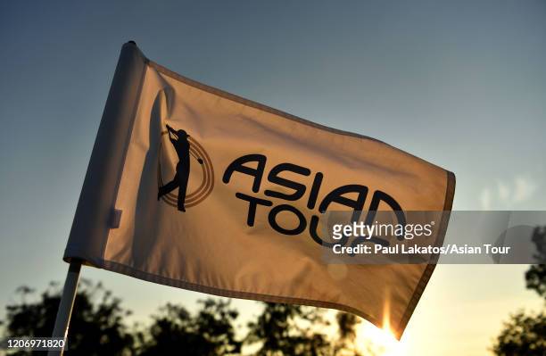 The event pin flag during the practice round of the Asian Tour Qualifying School Final Stage at the Lake View Resort and Golf Club on February 18,...