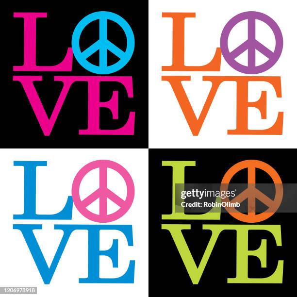 ilustrações de stock, clip art, desenhos animados e ícones de love peace sign icons - 1960 1969
