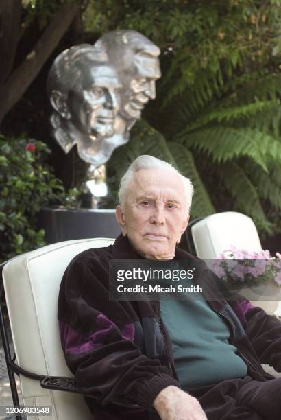 Kirk Douglas actor poses for a portrait at home in Beverly Hills, California in 2009.